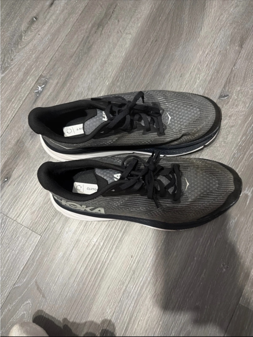 Hoka Men’s Clifton Running Shoes - Black and Gray